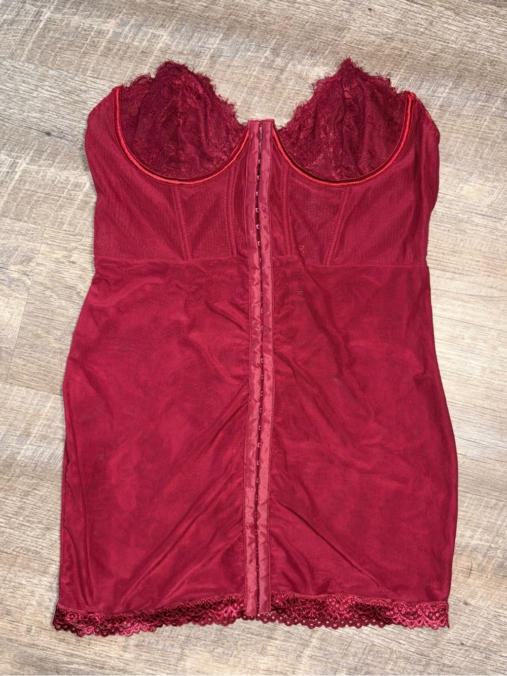 Dolls Kill Wine Red Lace-Trim Bustier Slip